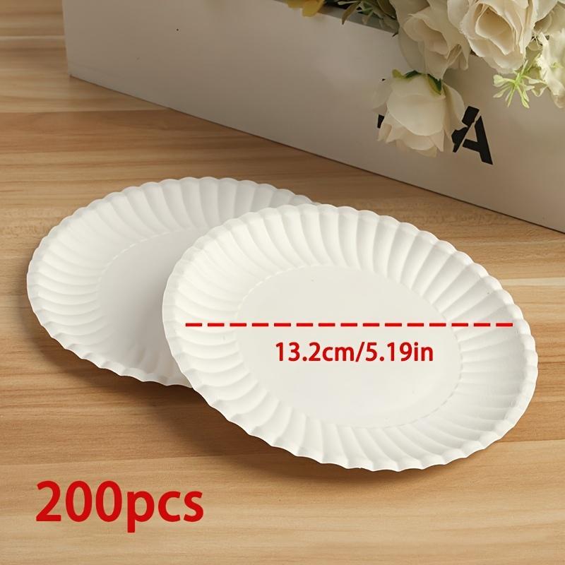 

200 шт. Одноразовые бумажные тарелки, Декоративные бумажные тарелки для рукоделия, Круглые белые десертные тарелки для торта, Тарелки для закусок, Принадлежности для вечеринок 200pcs белый