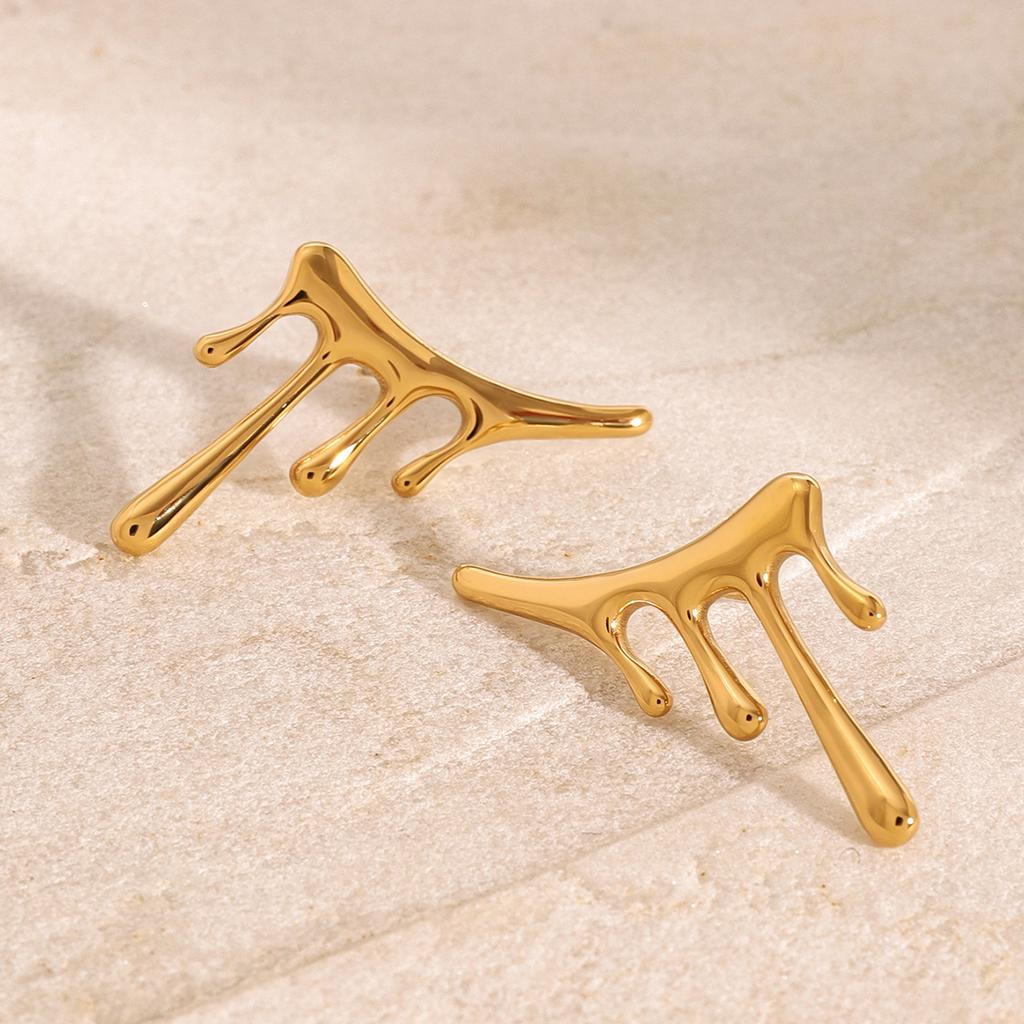 Jiedin European and American stainless steel exaggerated earrings ins studs 18k titanium steel ear jewelry earrings