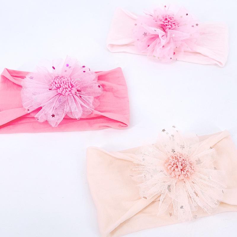 New mesh star flower headband, baby nylon headscarf headgear Babyhead