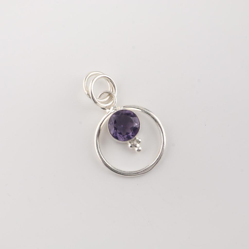 Iolite Gemstone 925 Sterling Silver Handmade Women's Necklace Elegant Pendant 1.2" PP-68-9