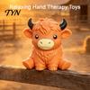 Stretchy Animal Toy Highland Cow Stress Relief Toy, Squeezable Cattle Sensory Soft Portable Anxiety Ball Fidget for Office Home and Classroom