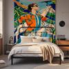 Boho Chic Wall Tapestry With Moon Phase Floral Starry Sky Design Bedroom Yoga Studio Decor
