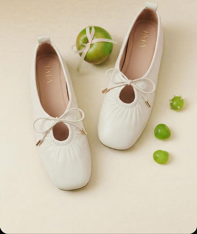 TATA/He She 2026 Spring Fashion Versatile Simple Women's Low Flat Shoes