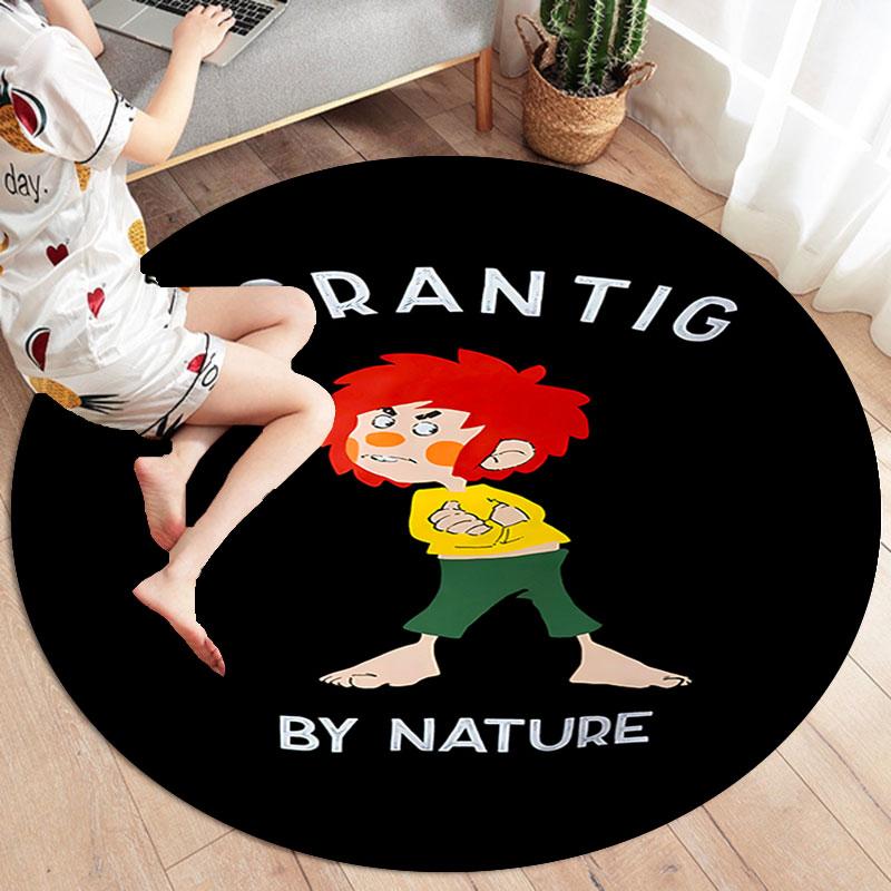 Meister Eder Und Sein Pumuckl Round Area Rug,Carpet Rug for Living Room Bedroom Sofa Playroom Decor,Non-slip Floor Mat