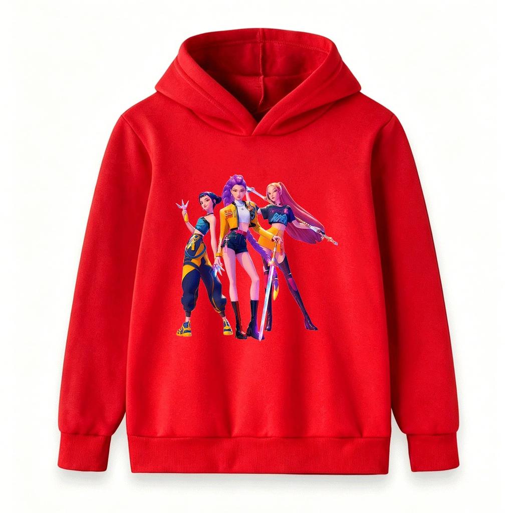 Girls Boys 3 Trendy Anime Girls Graphic Hoodie Casual Long Sleeve Pullover Sweatshirt For Kids Streetwear Hip Hop Style Tops