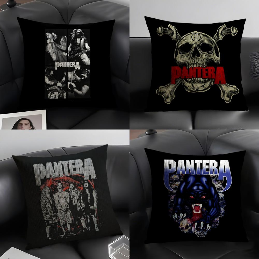 PPantera Music Band Cushion Cover Natural Linen Organic Fabric DoubleSided Printing Sofa Home Decor Gift Pillow Case