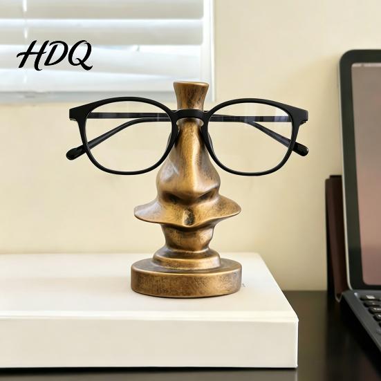Vintage Style Desk Organizer Big Nose Glasses Holder, Retro Resin Eyeglass Stand, Artistic Sculpture Statue Humorous Eyewear Display for Home