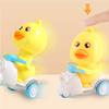 1PCS Manual Pressing Head Free Rotation Cute Duck Press Car Motorcycle Anti-collision And Anti Drop  Toys Mini Car For Kids