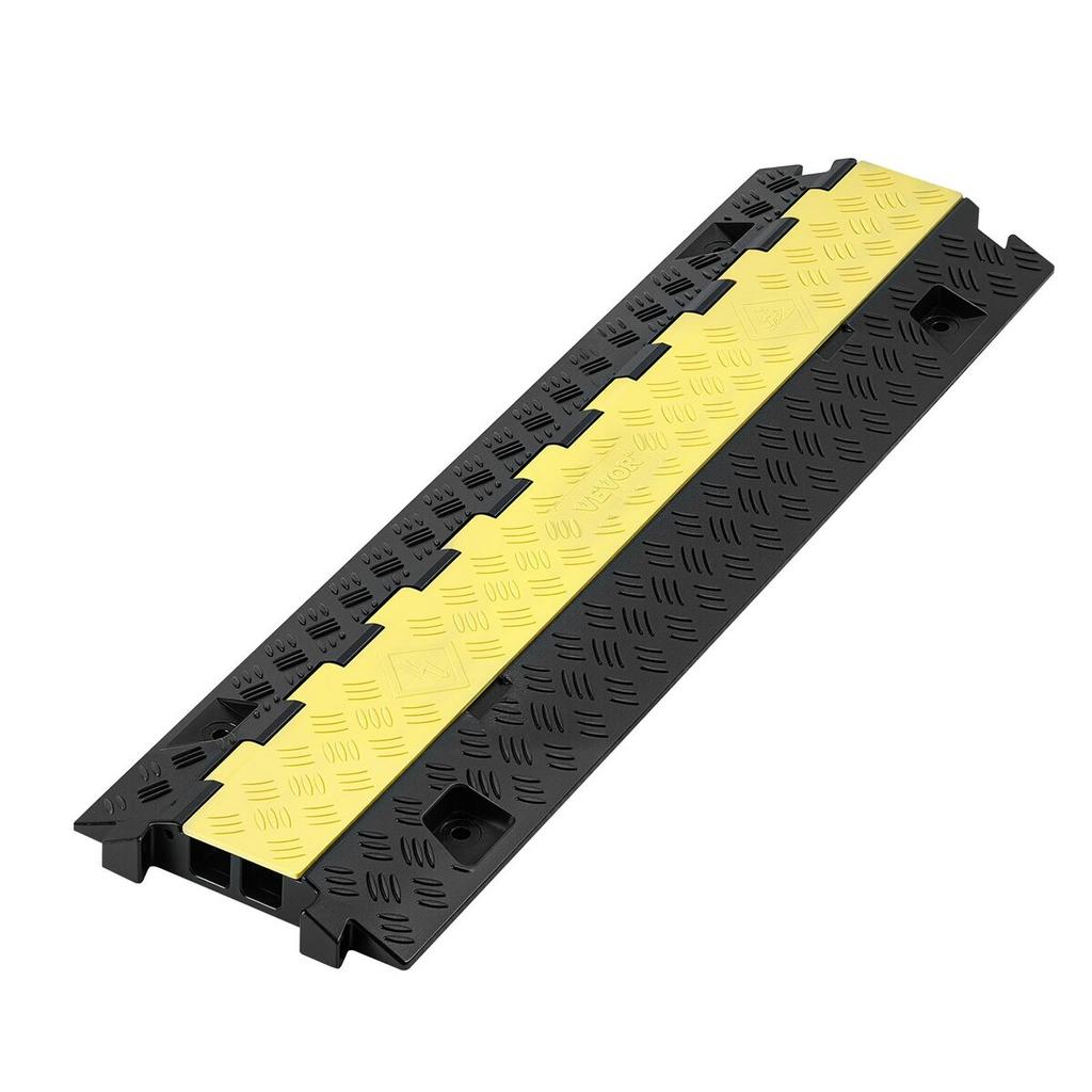 Cable Protector Ramp, 9,979 Kg/axle Capacity, 2 Channel Heavy Duty TPU Cord Hose Wire Cover, 31 X 28 Mm Channel, Traffic Speed Bump with Flip-Open Top