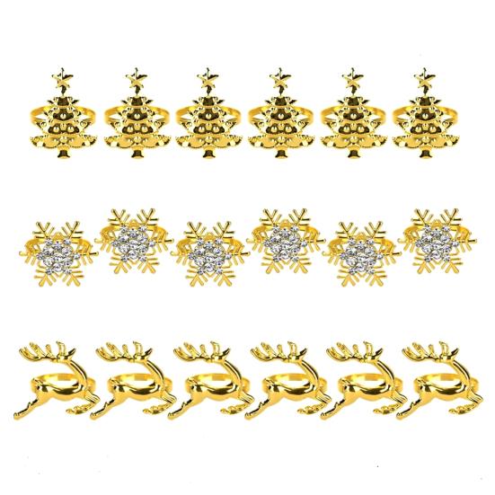 Yousheng Christmas Napkin Rings Alloy Snowflake Elk Tree Napkin Holders Decorative Napkin Rings for Holiday Dining Table Decoration