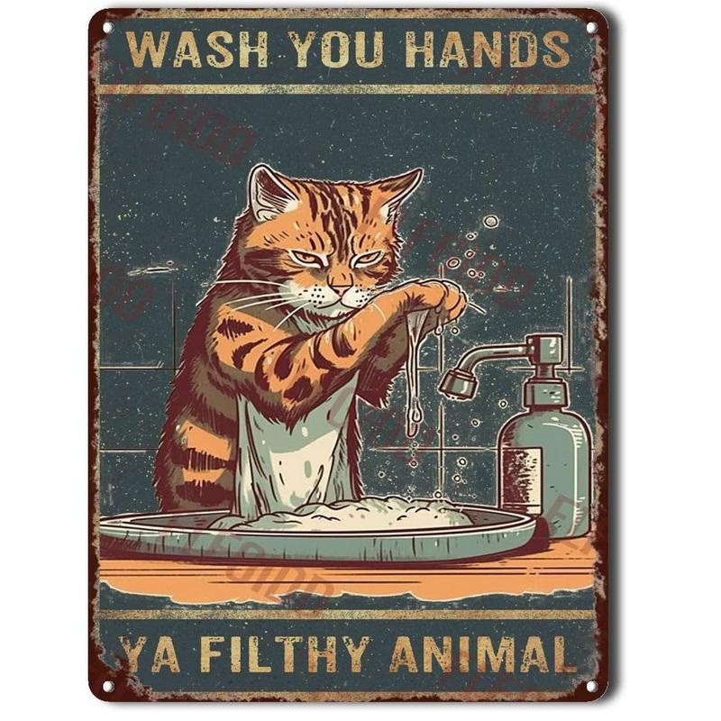 Funny Cat Decor Metal Tin Signs I Do What I Want  Cute Cat Funny Metal Posters Wall Art Decor Signs for Bathroom, Garden, Home