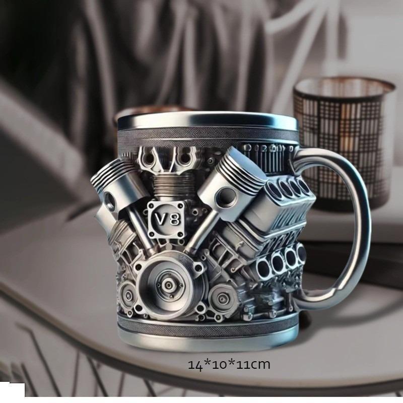 Taza 3D de Acero Inoxidable con Motor V8Taza de Resina con Motor V8