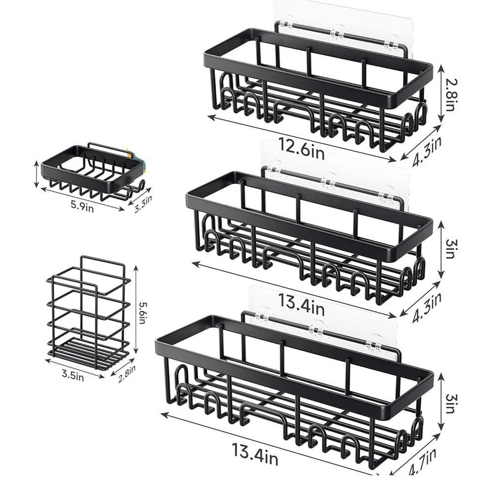 Useful Metal Bathroom Shelf Adhesive Drain Wall Mounted Shelf Removable Space Saving Shower Storage Rack Shower Area