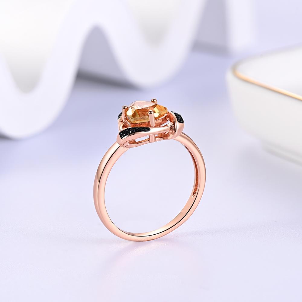 Simple design 925 sterling silver women's Ring Triangle 7.0mm Natural Citrine gemstone fine jewelry for anniversary banquet wear