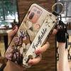 Durable Wristband Phone Case For HTC Desire 20 Plus/D20+ Lanyard Back Cover Shockproof Flower Soft case Fashion Design
