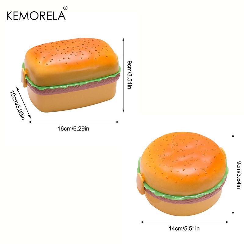 Caixa de almoço isolada criativa de hambúrguer de camada dupla, portátil, de qualidade alimentar, para estudantes, crianças, lancheira segura para micro-ondas