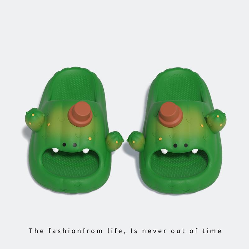 Cute Cactus Summer Slide Slippers With Eva Footbed For Women And Men Comfort