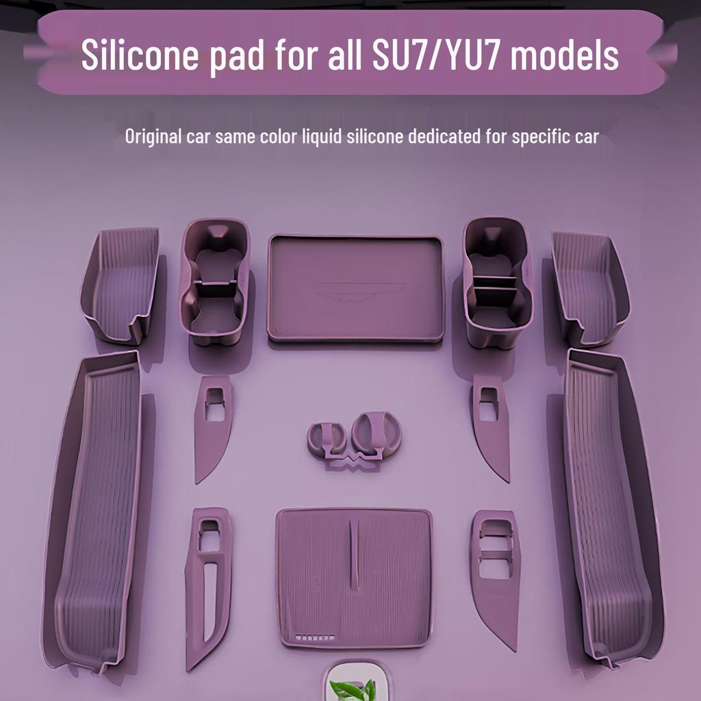 Silicone Mats for Xiaomi SU7/YU7: Center Console, Cup Holders, and Interior Essentials