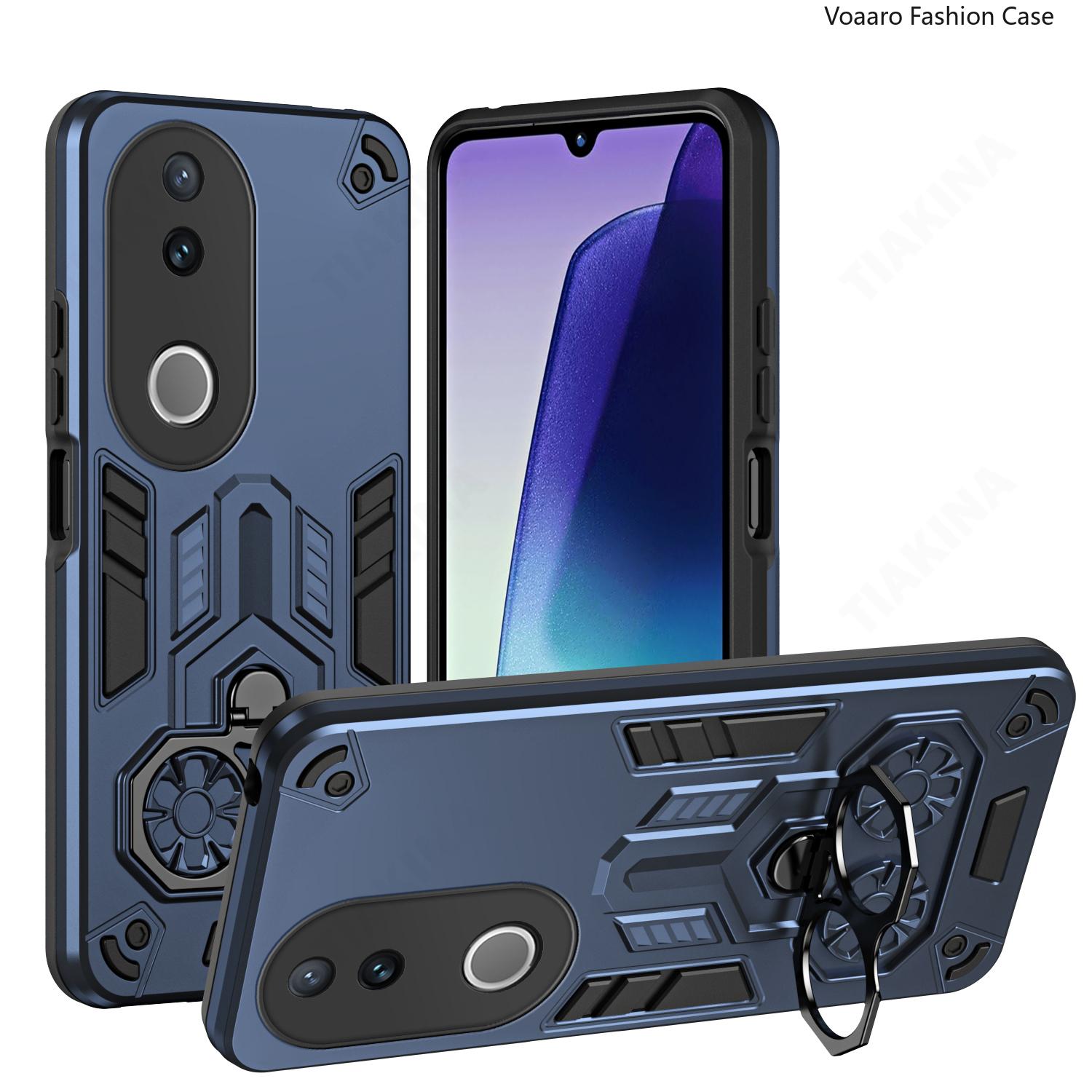 

Dual Finger Ring Armor Cover for Vivo V50 5G Case for Vivo V50E 5G Rotate Metal Bracket Kickstand Case Shockproof Capa for Vivo V50E 5G синий