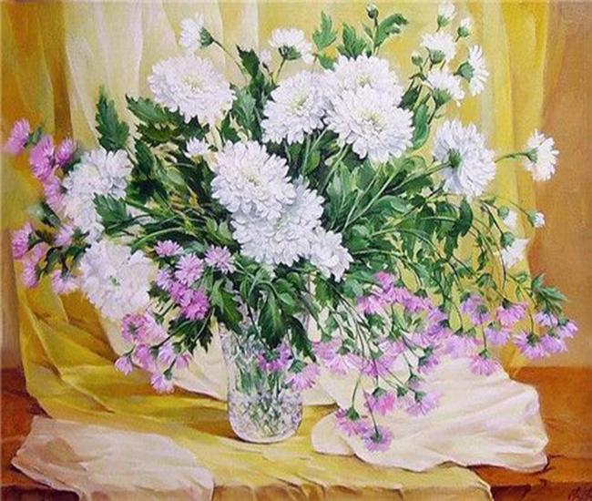 RUOPOTY Oil Painting By Numbers Flower Acrylic On Canvas DIY Frame Wall Art Picture By Numbers Daisy Children's Room Decor