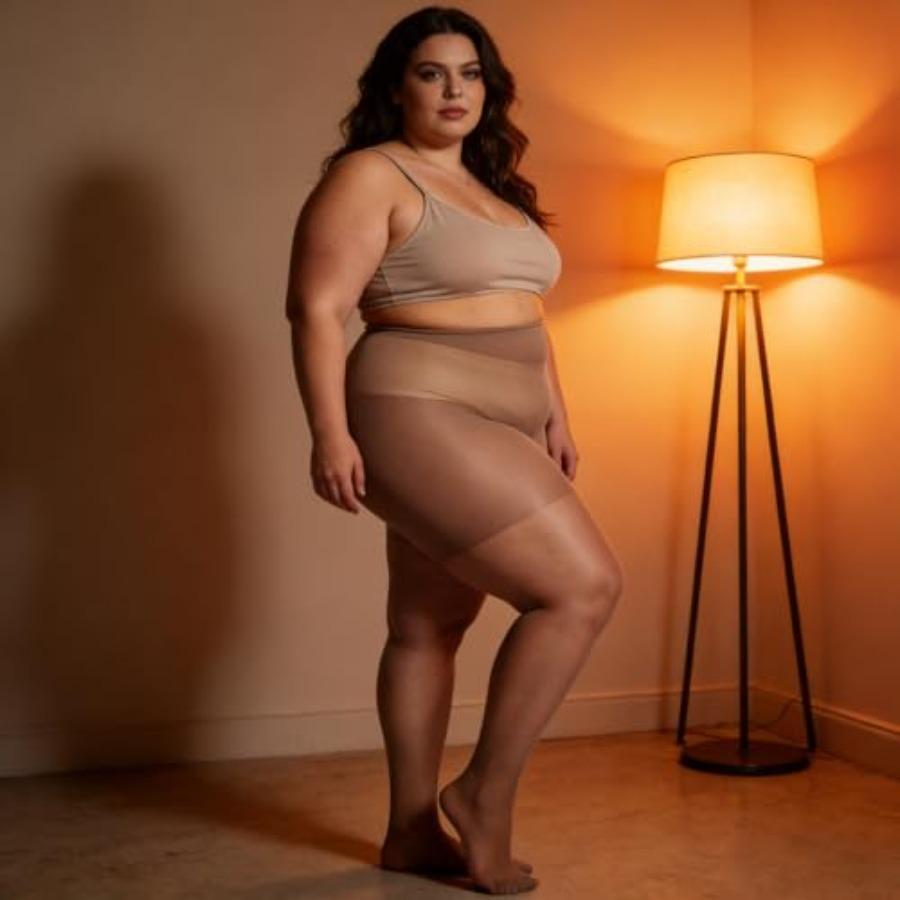 2 Paia Collant Velati Taglie Forti per Donna Vita Alta Controllo Punta Rinforzata Calze Ultra Sottili
