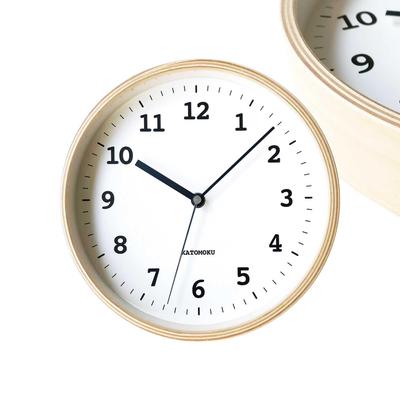 KATOMOKU Plywood Natural Wall Clock with Continuous Second Diameter Clock, 13, km-84NA, Hand, 20.2cm (quartz Clock)