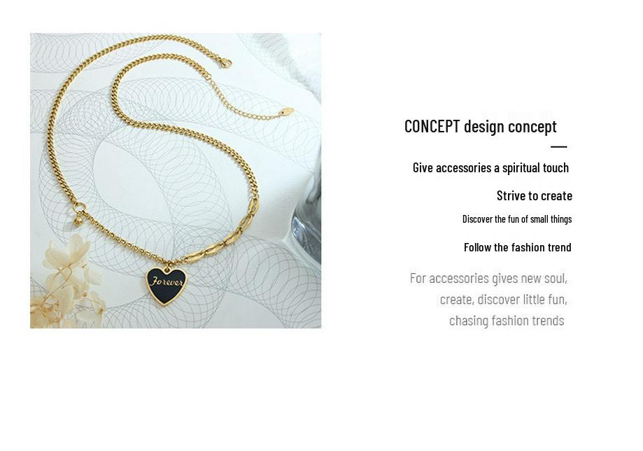 Chic Minimalist Women's Peach Heart Pendant Necklace: European & American Style, Sexy Layered Design with Drip Oil & Steel Beads