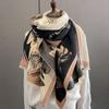 Thickened Warm Imitation Cashmere Scarf Women'S Autumn And Winter Chinese Style Floral Temperament Versatile Shawl To Keep Out The Cold Neck Scarf