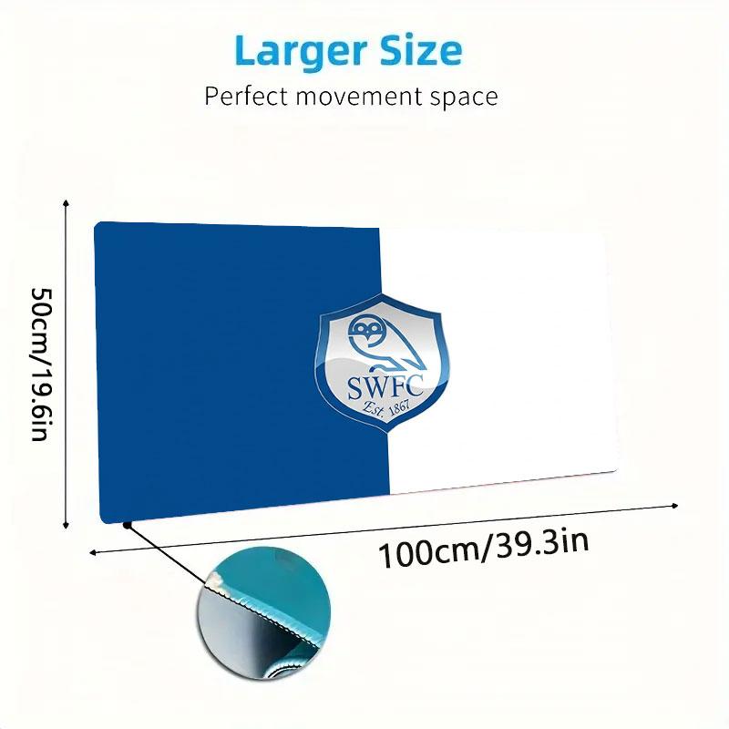 Blue White Owl Crest Large Size Mouse Pad Large Gaming Table Cushion Nonslip Laptop Tablet Big Mousepad Xxl Mat Mini Pc Playmat With Lock Edge
