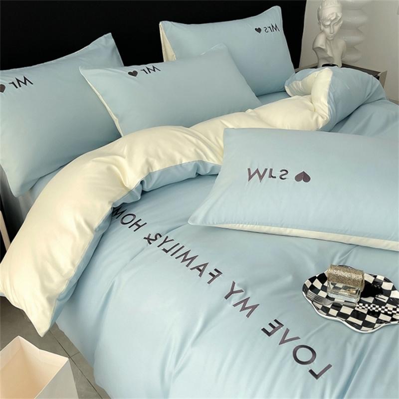 

Комплект постельного белья из скандинавского египетского хлопка с пододеяльником, простыней, наволочкой, роскошным постельным бельем для двоих, двуспальной кровати размера Queen King Size, односпальной кровати для пары 180x200cm Bed 4pcs