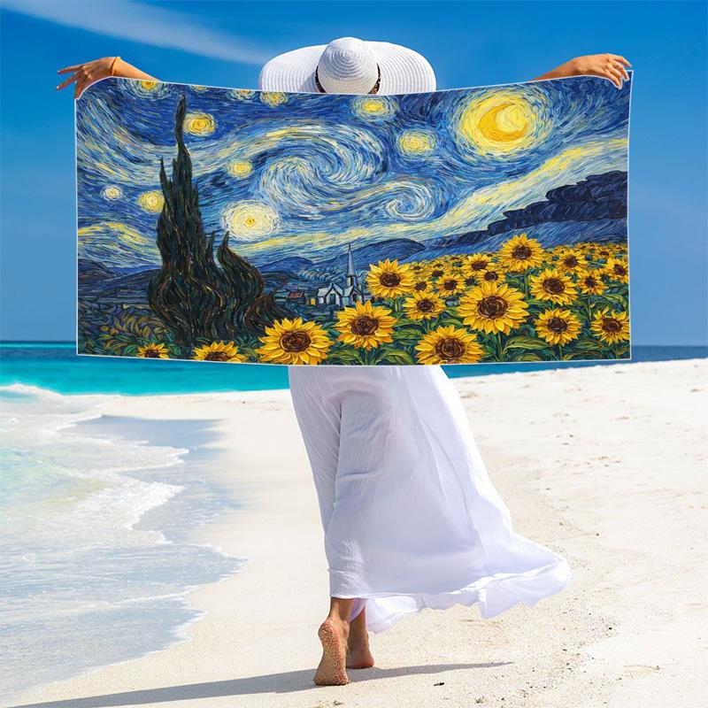 Painting Art Print Beach Towel, Large Soft Quick Dry Towel for Beach Camping Swimming