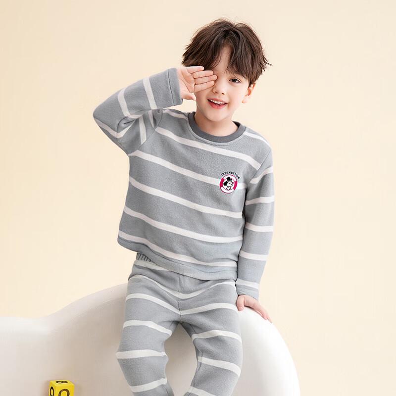 Fenteng Boys' Anti-Static Fleece-Lined Pajama Set