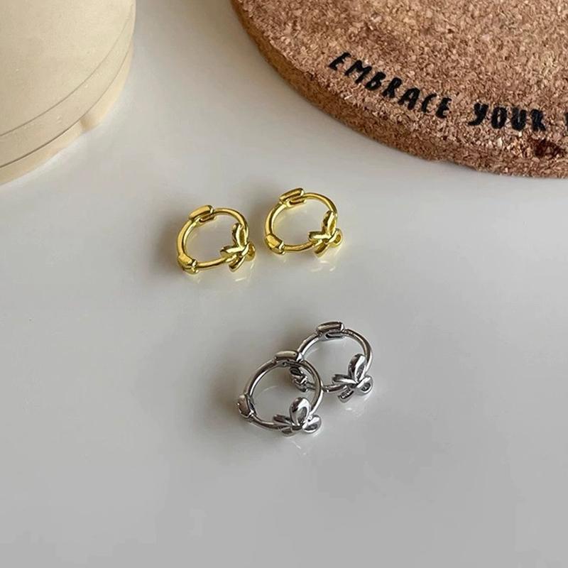 Golden Silver Color Bow Knot Hoops for Girls Small Ear Cuff Earrings Trendy Sweet Round Circle Cute Earrings Fashion Jewelry
