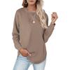 Women's Fashion Casual Colour T-Shirt Round Neck Loose Plunging Sleeve Top