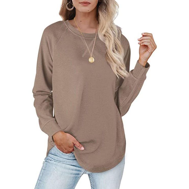 Women's Fashion Casual Colour T-Shirt Round Neck Loose Plunging Sleeve Top