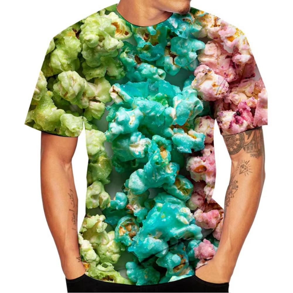 Popcorn 3D Printed Funny T Shirts Men Women Clothing Summer Short Sleeve T-Shirt Kids Trendy Casual Y2k Streetwear Tops Tees