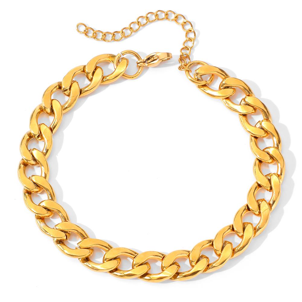 Stainless Steel Bracelets Hip-hop Exaggerated Cuban Chain Punk Retro Bracelet For Women Zircon Banquet Non-fading High-quality