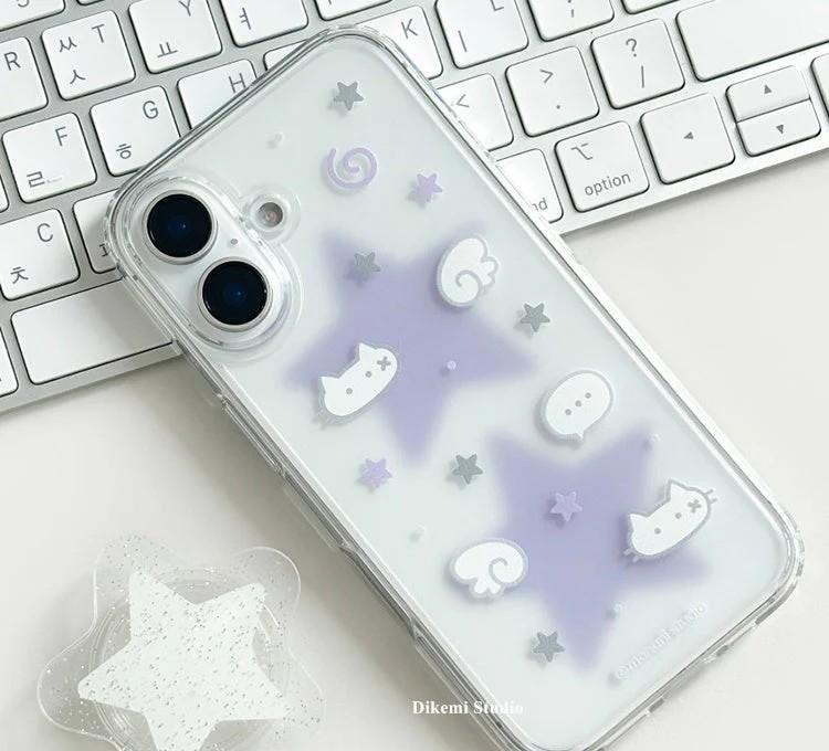 Clmj Korean ins Cat Wings Star Phone Case For Samsung Galaxy A37 A57 A16 A17 A36 A26 A56 A55 A35 A25 A15 A54 A24 A14 A13 4G 5G