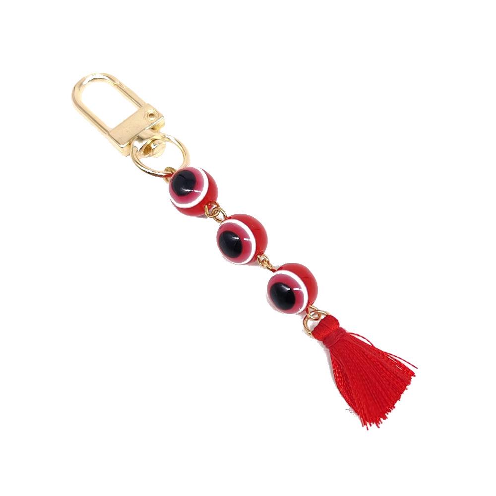 Turkish Resin Eye Keychain with Gold-Plated Tassel Pendant