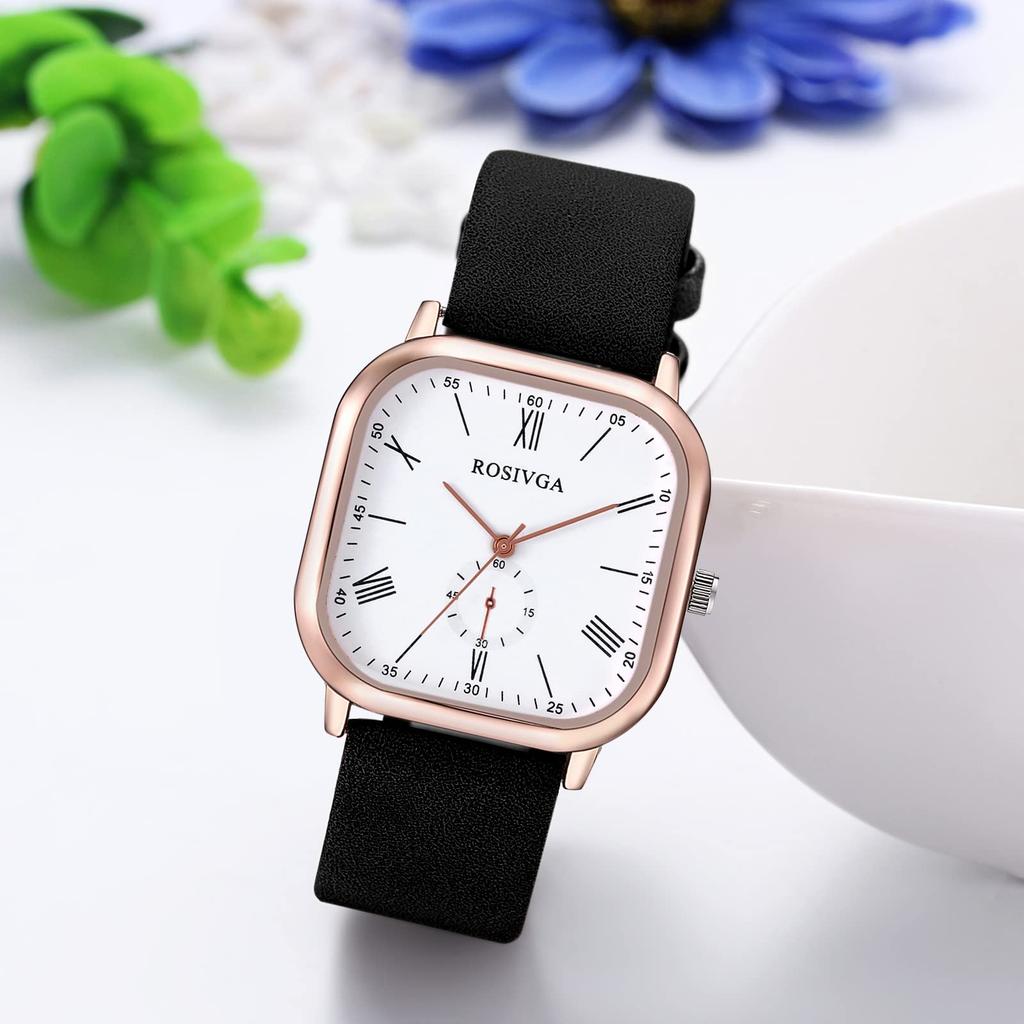 Leather Wristwatch for Men and Antique Roman Alphabet Analog Square and Gift for Him or Her Women, Display, Shape, Waterproof, Men's Women's Watch,