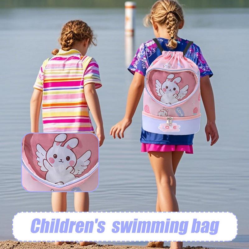 Children's Swimming Bag Wet Dry Separation with Shoe Compartment Swimsuit Storage Bag Sports Portable Backpack for Boys Girls