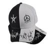 Baseball Cap Hat Grey Black Letter Graffiti Print Iron Ring Spring Summer Autumn Punk Hip hop Rock Adjustable Unisex Men Women Outdoor Casual Cotton