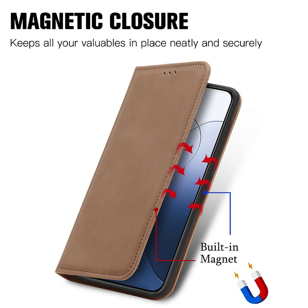 For Xiaomi 14T Leather Case with Card Holder Magnetic Absorption Phone Cover