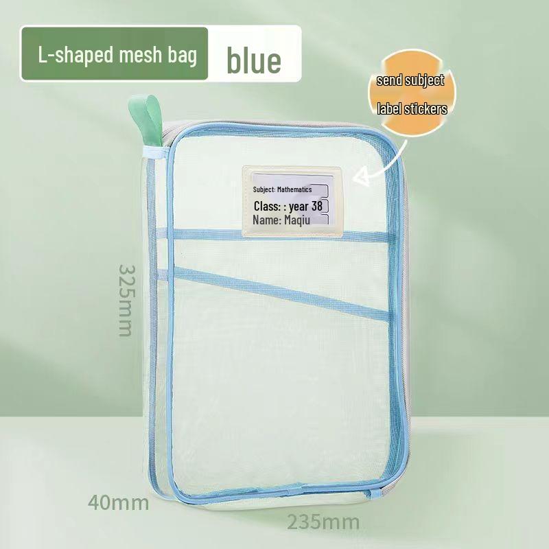 L-Shaped Mesh Zipper File Bag - Large Capacity Multi-Layer Organizer