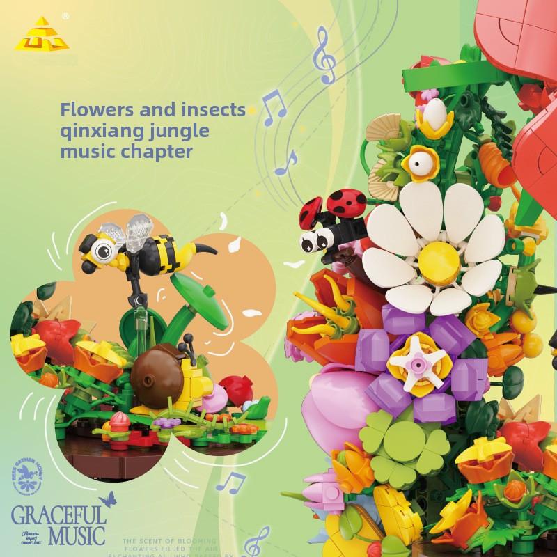 Blumenmuster Phonograph Uhrwerk Spieluhr Montage Bausteine Für Kreatives Spielen Und Geschenk