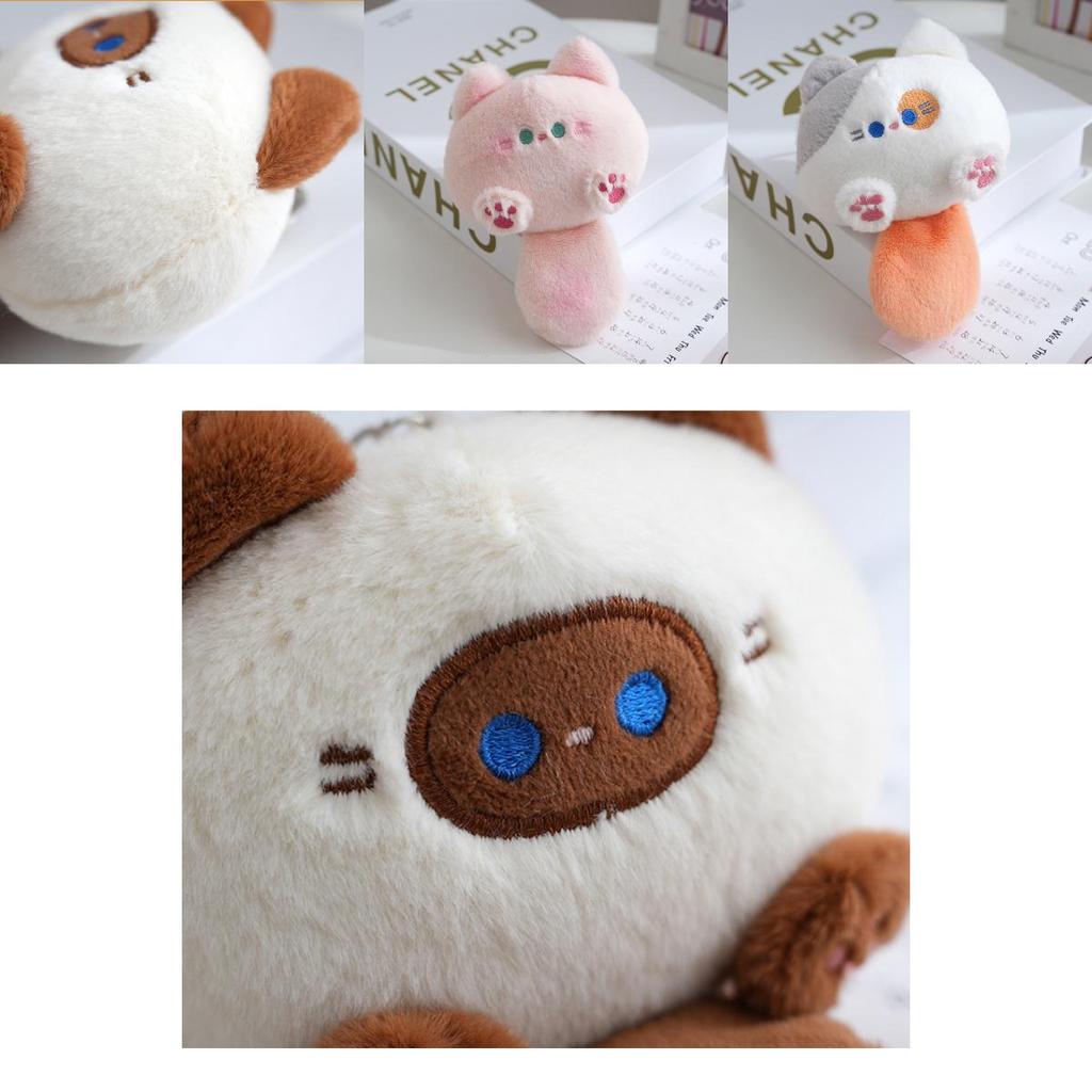 Cute Cat Plush Keychain Tail Squeaks Meow Pendant Bag Charm Cartoon