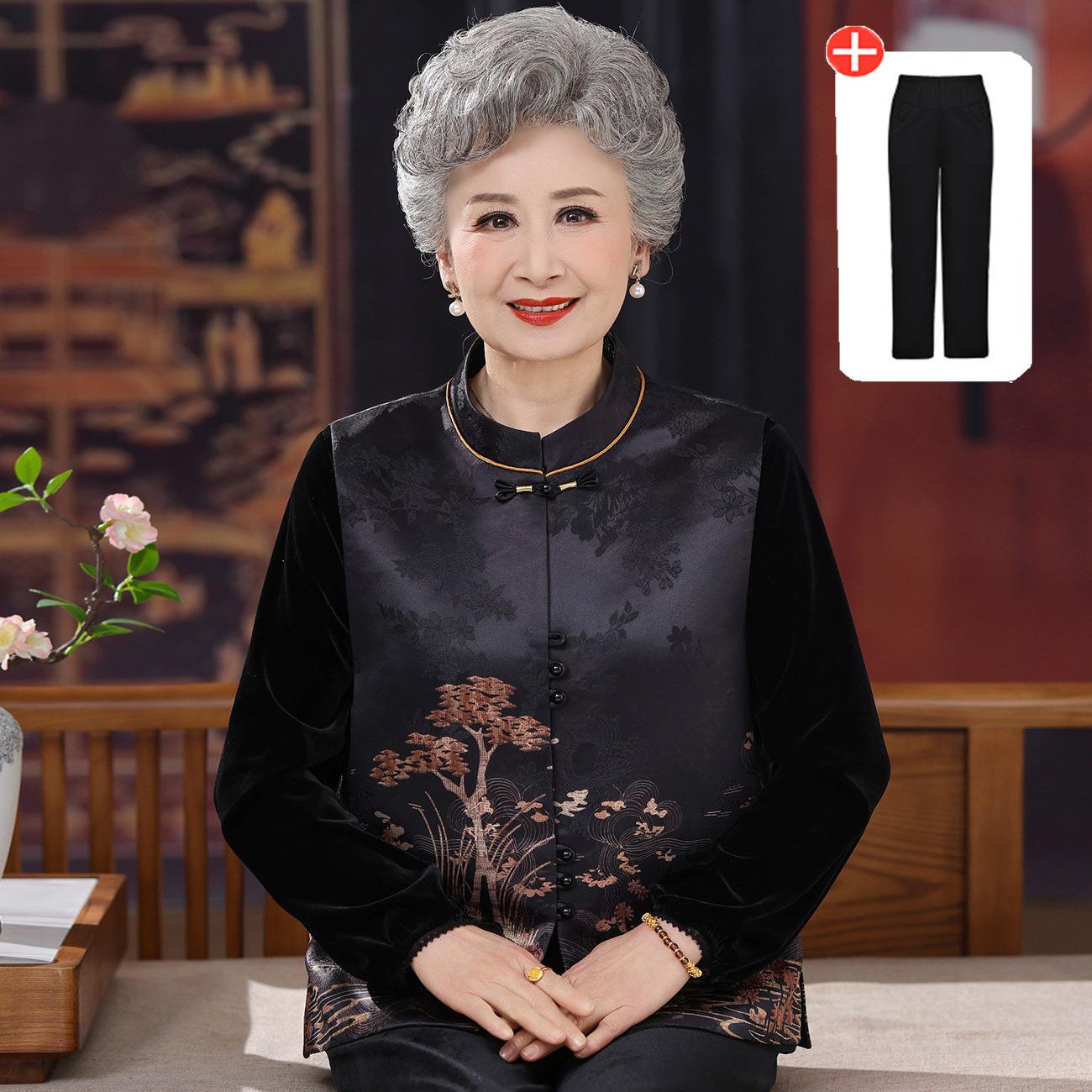 

Stylish Chinese Frog Button Vest for Middle-Aged & Elderly Women - Grandma s Spring & Autumn Stand Collar Wear XL (Recommended 100-115 jin)