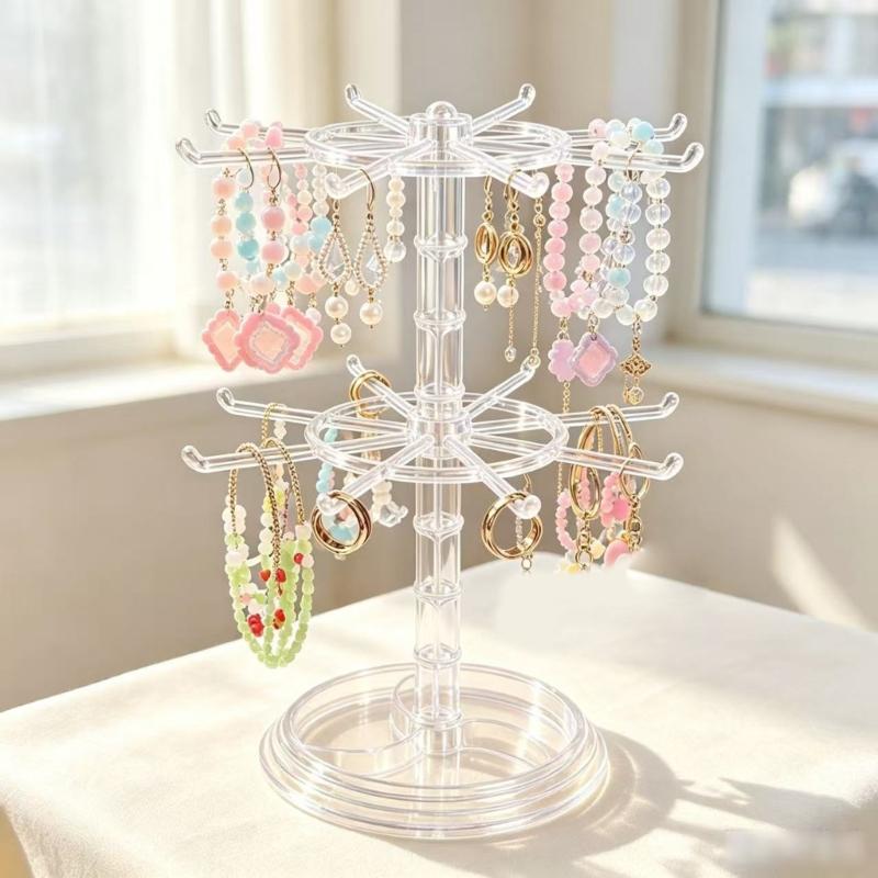 Drehbarer Kunststoff-Schmuckständer, Schreibtisch-Display-Ständer für handgefertigte Perlen-Anhänger Schlüsselanhänger Kleine Ornamente