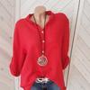 Women Blouses Cotton Linen Blouse Shirts Casual Long Sleeve Neck Loose Shirt Lady Tops