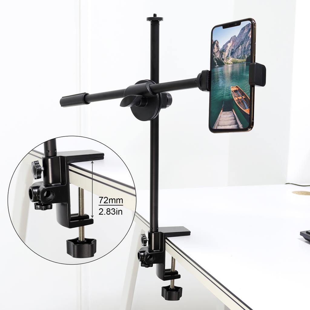 3-IN-1 Large Area Contact Table Mount Clamp Metal Desk Clamp Mic Clamp Holder for Microphone Suspension Boom Scissor Arm